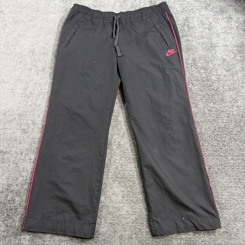 Nike Sportswear Girls Black Pink Piping Track Pants Large 12-14 Futura Logo